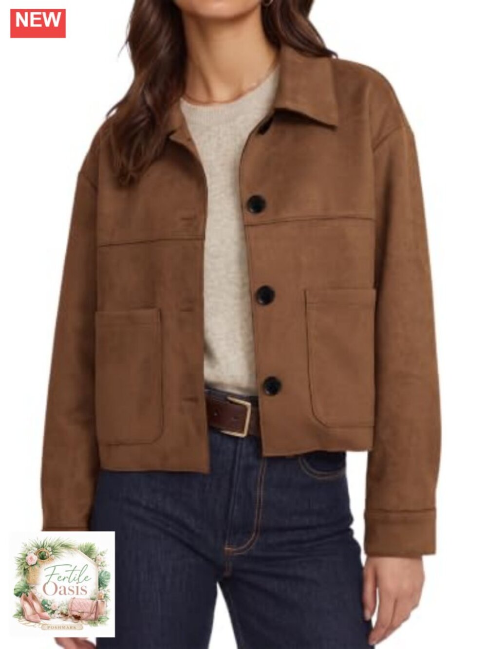 Faux Suede Cropped Bomber Jacket Lightweight Casual Women